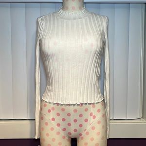 Zara Stretchy Ribbed Shirt White Size Small